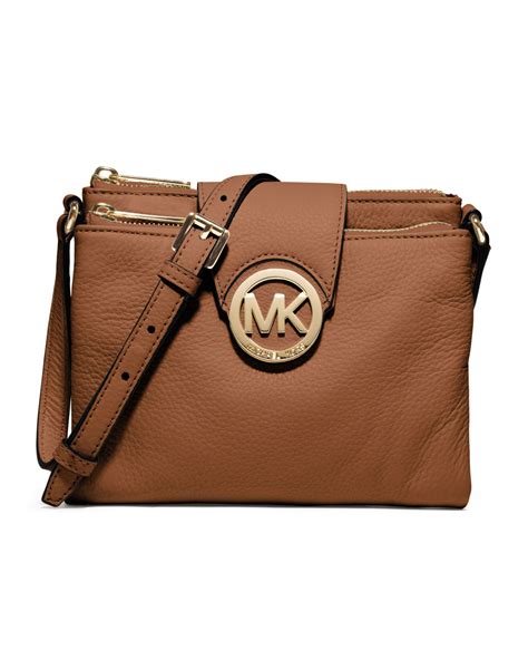 michael kors large fulton pebbled crossbody in luggage|Fulton Large Pebbled Leather Crossbody Bag .